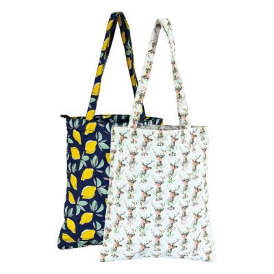 China Eco-Friendly Small Cool Fashion Large Capacity Use Cloth Reusable Daily Zipper Shoulder Handheld Lightweight Convenient Grocery Packaging for sale