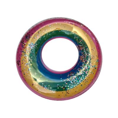 China Chinese Factory Wholesale Kid Inflatable Rainbow Swimming Float Ring for sale