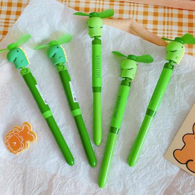 China Cute Cute Cartoon Metal Carrot Dinosaur Styles Ballpoint Pen Mute Pen With Fan Battery Operated for sale