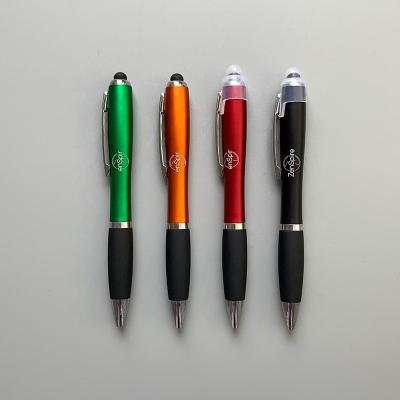 China Promotional Pen 2 in 1 Multifunctional Ball Pen With Laser LED Light Squash Logo for sale