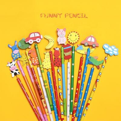 China office & HB Eco - Friendly Funny School Pencil Kids Wooden Animal Patterns Gifts Pencil For Child for sale