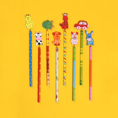 China office & Hot Selling School Pencil Kids Funny Animals Toys Wooden Pencil For Gifts for sale