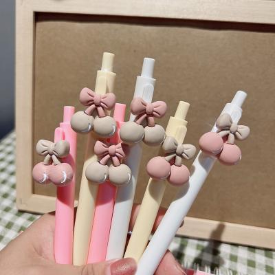 China office & Creative Plastic Kawaii Fruit Cherry Pen Kids Click Gel Ink School Pen for School Gifts for sale