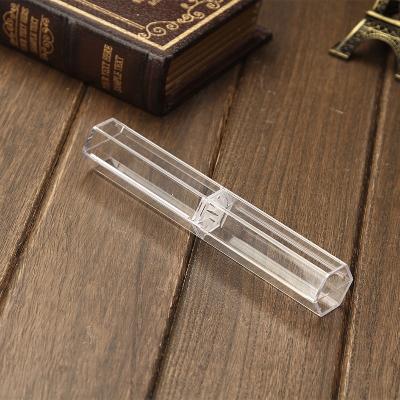 China Transparent Clear Plastic Pencil Case Hexagon Pen Box Gift Office And School for sale