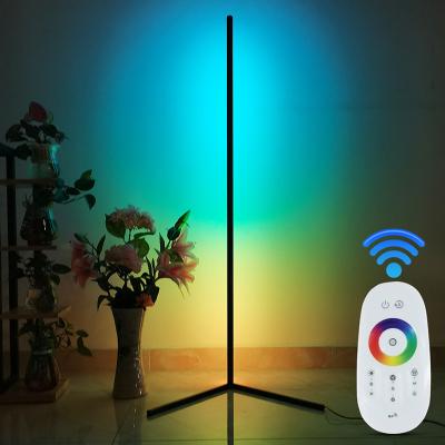 China 1.4m LED Color Changing Corner Floor Lamp Modern Ambient Colorful Remote Control RGB Floor Lamp Decorative Light Led Lit for sale