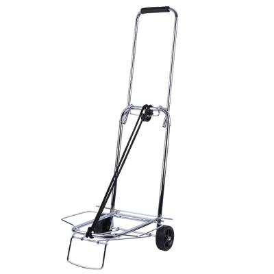 China Easy Trolley Cart Silver Handcart Chrome Plating Compact Storage Trolley for sale