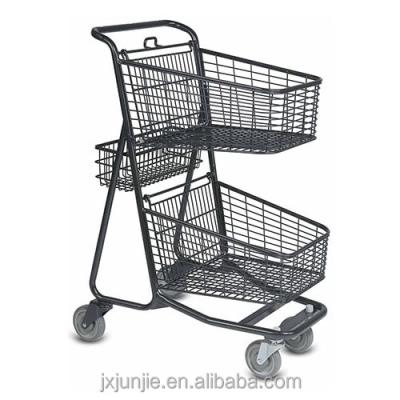 China 2 Basket Folding Trolley Canvas Shopping Cart, Collapsible Folding Trolley Wheeled Shopping Cart for sale