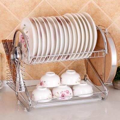 China 2 Tier Kitchen Rack Dish Rack Kitchen Sustainable Storage Rack Stainless Steel for sale