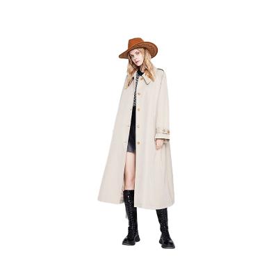 China Anti-wrinkle fashion cotton trench coat with leather finishes belted cuffs coat with belt for sale