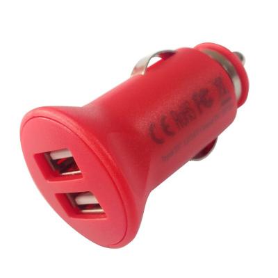 China Red Portable Mini USB Car Chargers FCC For Smartphone With Dual Port for sale