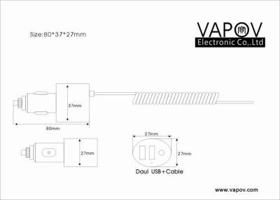 China 2 Port  5.1A  USB Cable Car Charger For Mobile Phone / GPS DC12 - 24V for sale