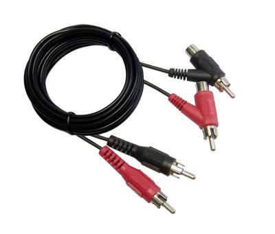 China audio cable, 2RCA to 2RCA male/female cable with pigtail for sale