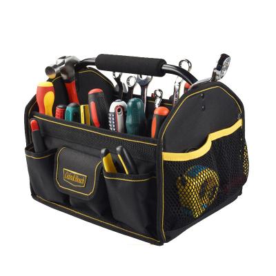 China Heavy Duty Steel Tubular Handle Wash Station Customized Durable Affecting Open Top Tote Electrician Tool Bag for sale