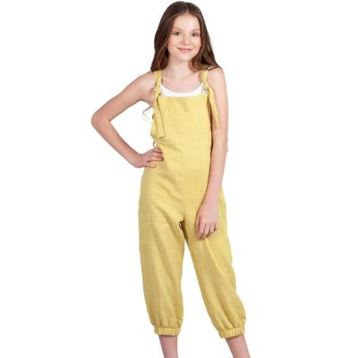 China QUICK DRY custom made teens girl rompers yellow children jumpsuit 2-16years girl children summer jumpsuit for sale