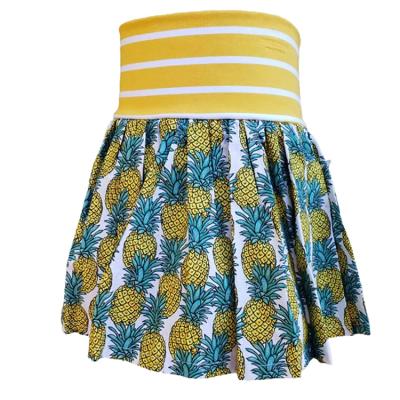 China Anti-wrinkle fashion toddler yoga style waistband cotton skirt high yellow and green kids pineapple tropical skirt for girls 2-16 years old for sale