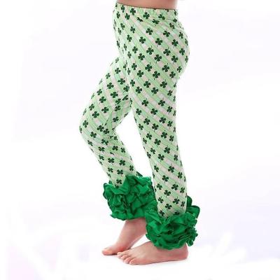 China Breathable Cotton Flower Pants Children Kids Girls Pants Girls Ruffle Black Floral Leggings for sale