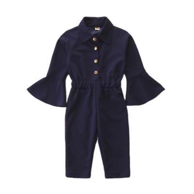 China Anti-Shrink Kids Babies Fashion Long Sleeve Jumpsuit Clothing Solid Color One Piece Romper Overalls Kids Summer Pants For Girls for sale