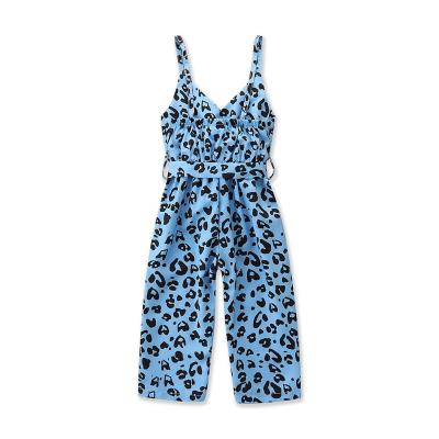 China 2-7T Anti-Shrink Kids Girls Fashion Blue Leopard Overalls Toddler Girl Casual Suspender Overalls Pants for sale