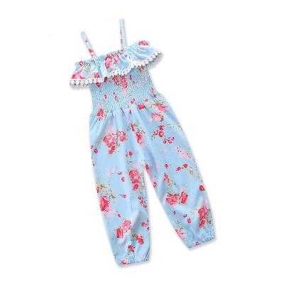 China Custom Viable Kids Girl One Piece Outfits Fashion Girls Cute Suspenders Floral Overalls Soft Children Loungewear for sale