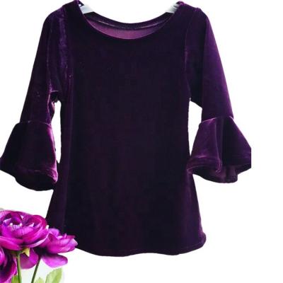 China Wholesale Luxury Flare Long Sleeve Kids Anti-wrinkle Spring Velvet Spring Velvet Top Formal Dress 7 Years Girl Dress for sale