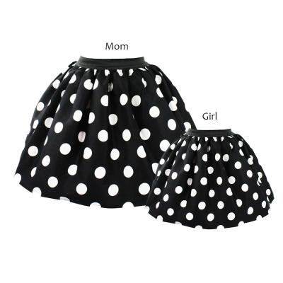 China Anti-pilling Wholesale Custom Design Black Dot Mother Daughter Matching Skirt Apparel Kids Mommy And Me Outfits for sale