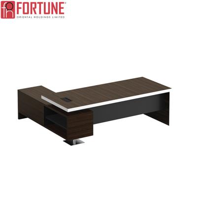 China Scratch Resistant Office Furniture Table With Locking Drawer Modern Standard Executive Desk L Shaped Black Desk for sale