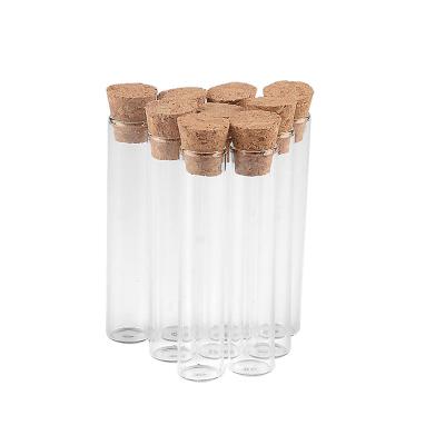 China Gift & Craft Small Diaphanous Glass Test Tube Jars With Cork Mini Reagent Perfume Bottles Wishing Open Clear Vitreous Vials for sale