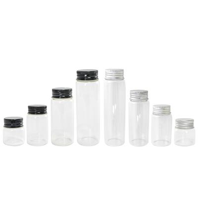 China Gift & Craft Glass Container With Clear Aluminum Screw Lid Small Craft Vial Wishing Cosmetic Refillable Bottles Gifts Displays Jars for sale