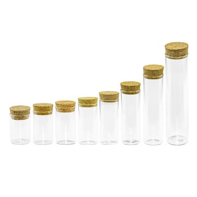 China Gift & Small Craft Empty Clear Glass Bottles With Corks Food Storage Jar Crafts Creative Vials Reusable Travel Perfume Jars for sale