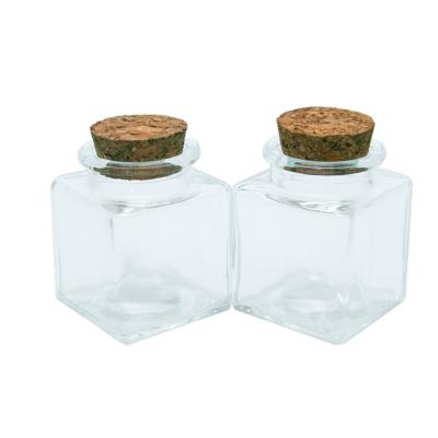 China Gift Rectangular Clear Glass Bottle With Wooden Stopper Wishing Decoration Bottles And Storage Knock Wholesale And Free Of Freight for sale