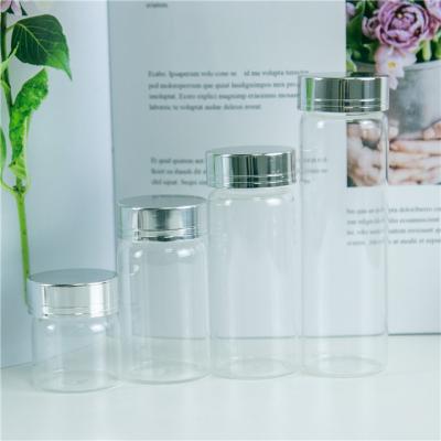 China Gift 20ml 50ml 65ml 90ml Glass Bottle With Silver Screw Cover, Ornament Wishing Jars Vial, Can Be Customized Logo And Free Shipping for sale