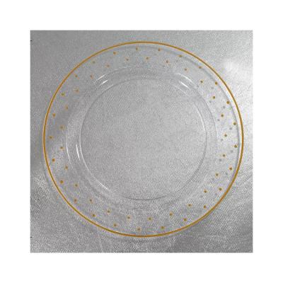 China China Manufacturer Disposable New Product Wedding Plates With Cheap Round Plastic Gold Rim Dot Tray for sale