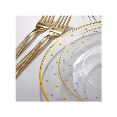 China China Design Disposable Wholesale Cheap Colorful Dot Dish Elegant Disposable Plastic Dishes For Wedding for sale