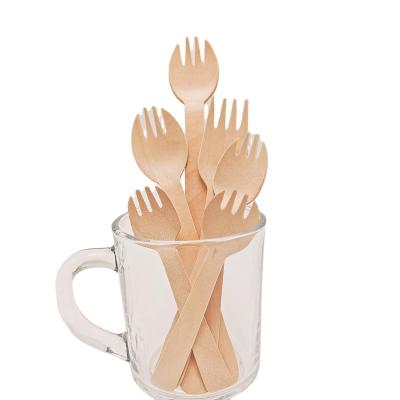 China Sporks 100% Compostable Wooden Nature Compostable Sporks100 Mm For Party Wedding Restaurant for sale