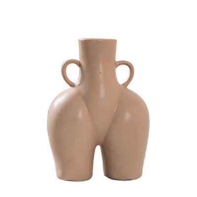 China Transitional Luxury Desk Design Art Human Body Shape Vase Ceramic Art Vase for Home Decor for sale