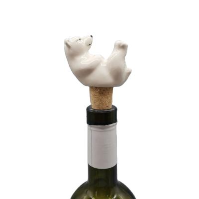 China Unique Christmas Sea Bear Design Design Christmas Sea Bear Shape Ceramic Wine Bottle Stopper For Chrismas Party for sale