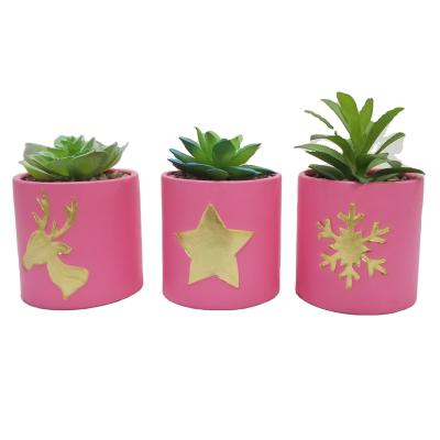 China Small Indoor Garden Ceramic Succulent Pot Design Christmas Planter Plant Pots For Indoor for sale