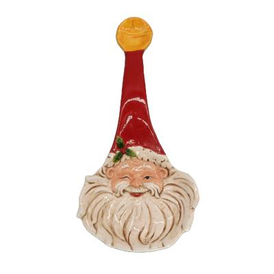 China Christmas Santa Spoon Customized Design Ceramic Santa Spoon Rest Christmas Santa Spoon Rest For Christmas for sale