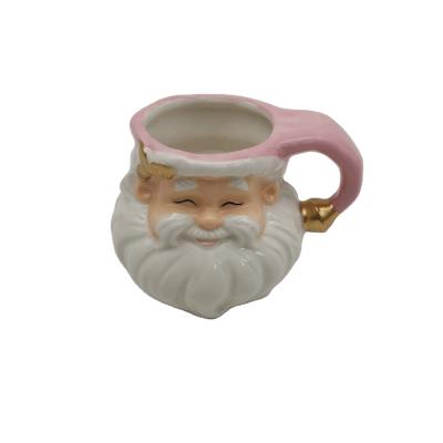 China Christmas Santa Design Pink Color Christmas Mug Ceramic Personalized Ceramic Mug for Christmas Party for sale