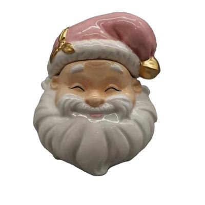 China Hot Sale Customized Ceramic Santa Sugar Jar Pink Santa Sugar Christmas Santa Sugar Jar Ceramic Jar For Christmas for sale