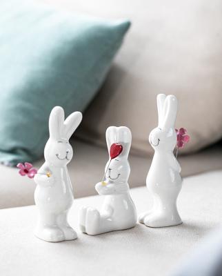 China Cool Cute Bunny Rabbit Decoration Ceramic Easter Bunny Decorations For Easter Day for sale