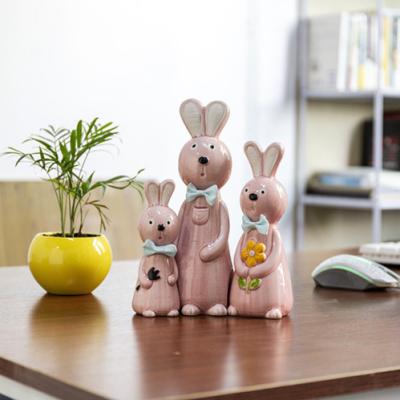 China Cute Glazed Ceramic Bunny Rabbit Decoration Easter Bunny Decorations For Easter Day for sale