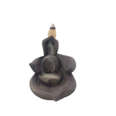 China Lotus Design Waterfall Backflow Incense Ceramic Burner Overflowing Censers for Home Decor for sale