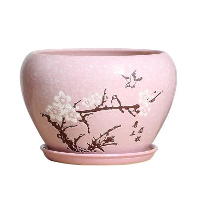 China Modern Hot Selling Ceramic Plant Pots Garden Indoor Plant Pots Garden Pots With Tray For Green Life for sale