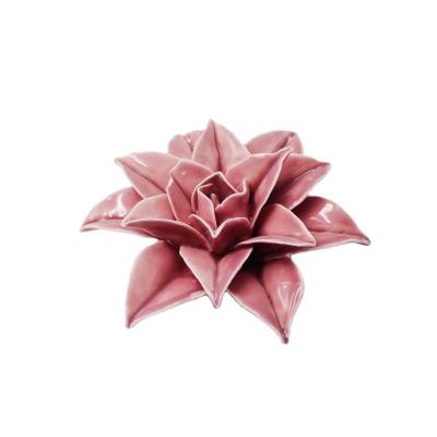 China Flower Design Handcraft Gifts Fine Porcelain Color Glazed Handmade Ceramic Flower Decoration For Wedding for sale