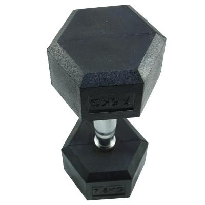 China Multi-Specificatin Gym Weight Dumbbells Set Black Hex Rubber Coated Dumbbell for sale