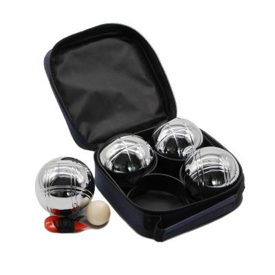 China Boule set for garden games 4 steel petanque ball with nylon bag for sale