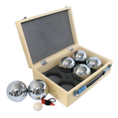 China Petanque Ball Packing, wooden-box with Foamed Polythene, 6 pcs Boules Ball Packing for sale