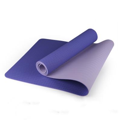 China 2021 New High Quality Double-Color Waterproof Non-slip TPE Yoga Mat With Free Strap for sale