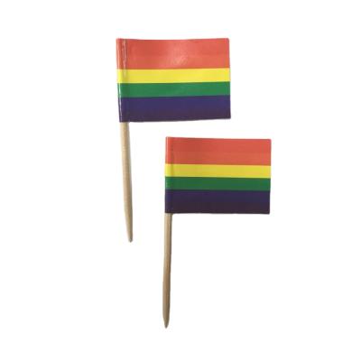 China Disposable Rainbow Flag Gay Pride Wooden Toothpicks for sale